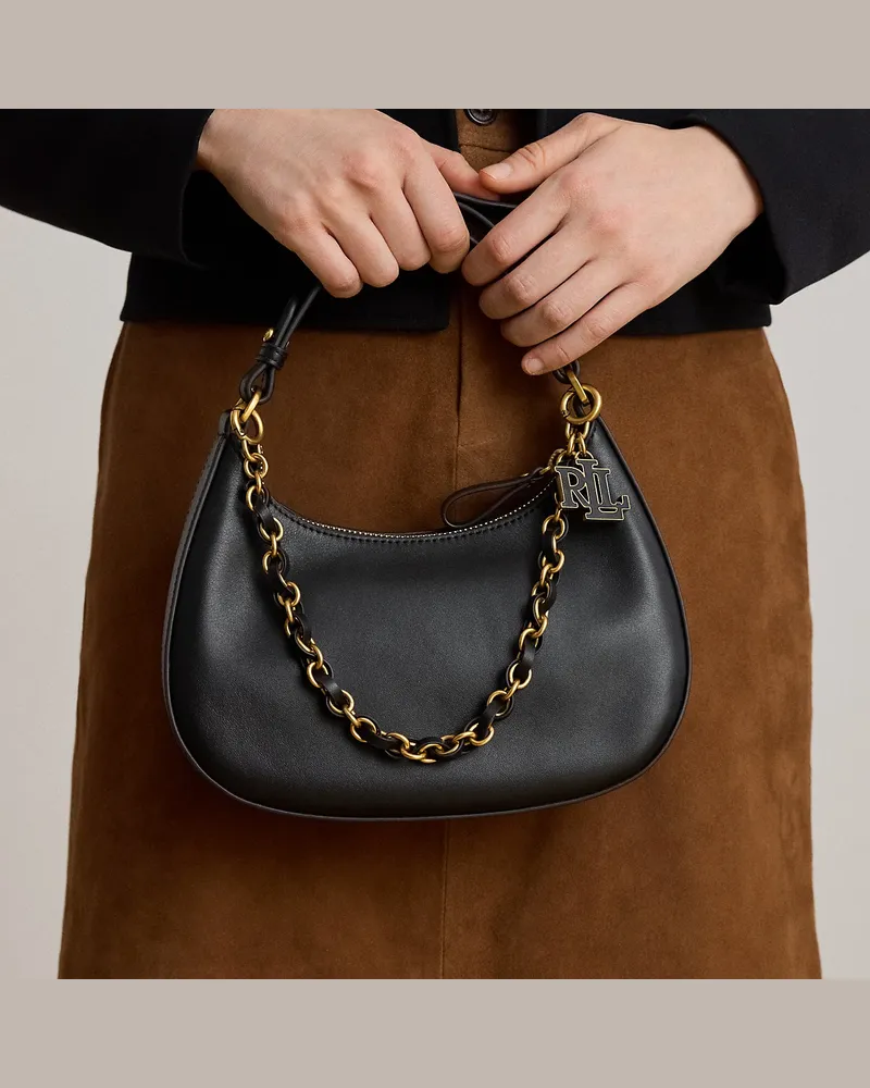 Ralph Lauren Mittelgroße Leder-Schultertasche Marcy Black