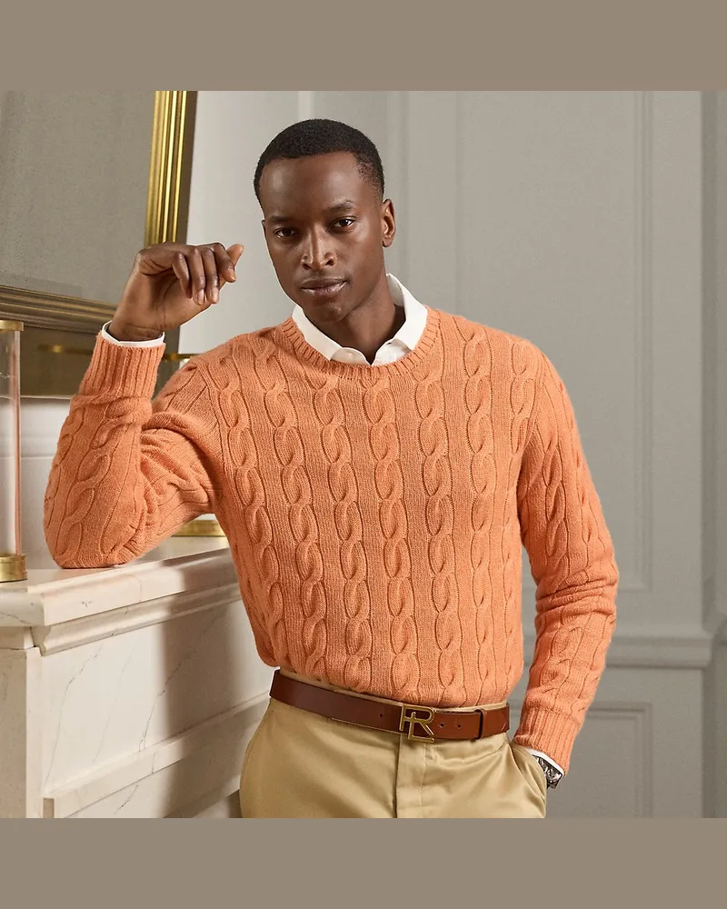 Ralph Lauren Kaschmirpullover mit Zopfmuster Orange