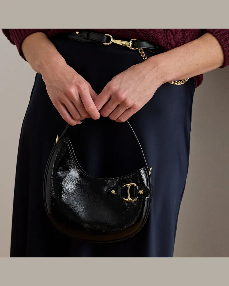 Ralph Lauren Kleine Umhängetasche Tasha aus Lackleder Black