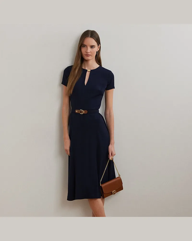 Ralph Lauren Kurzgrößen - Georgettekleid mit Gürtel Blue