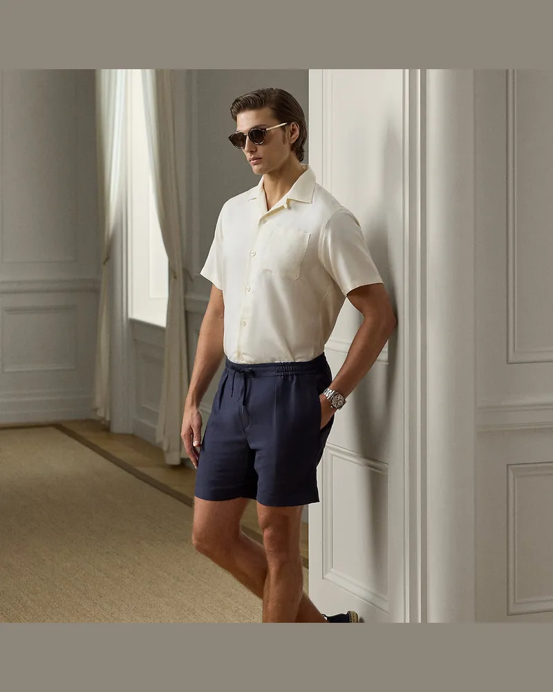 Ralph Lauren Shorts aus Seide und Leinen Blue