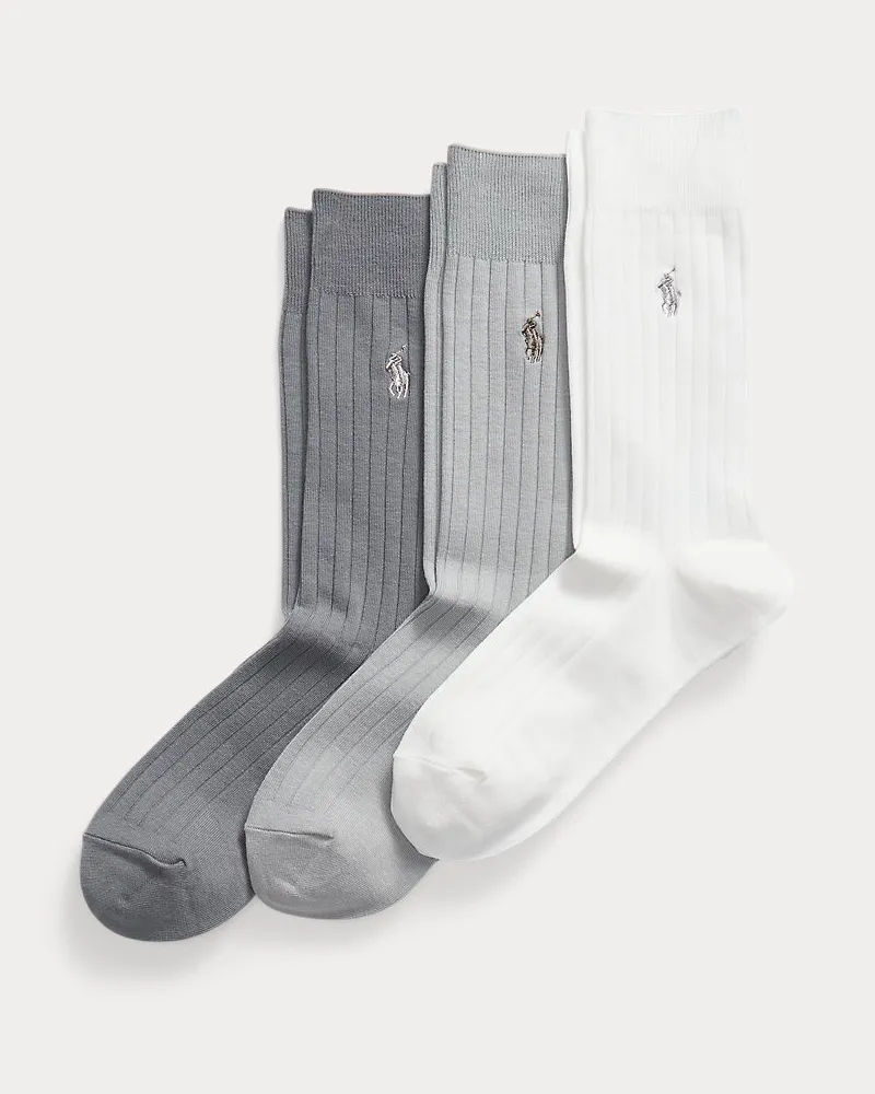 Ralph Lauren 3er-Pack gerippte Anzugsocken Cream
