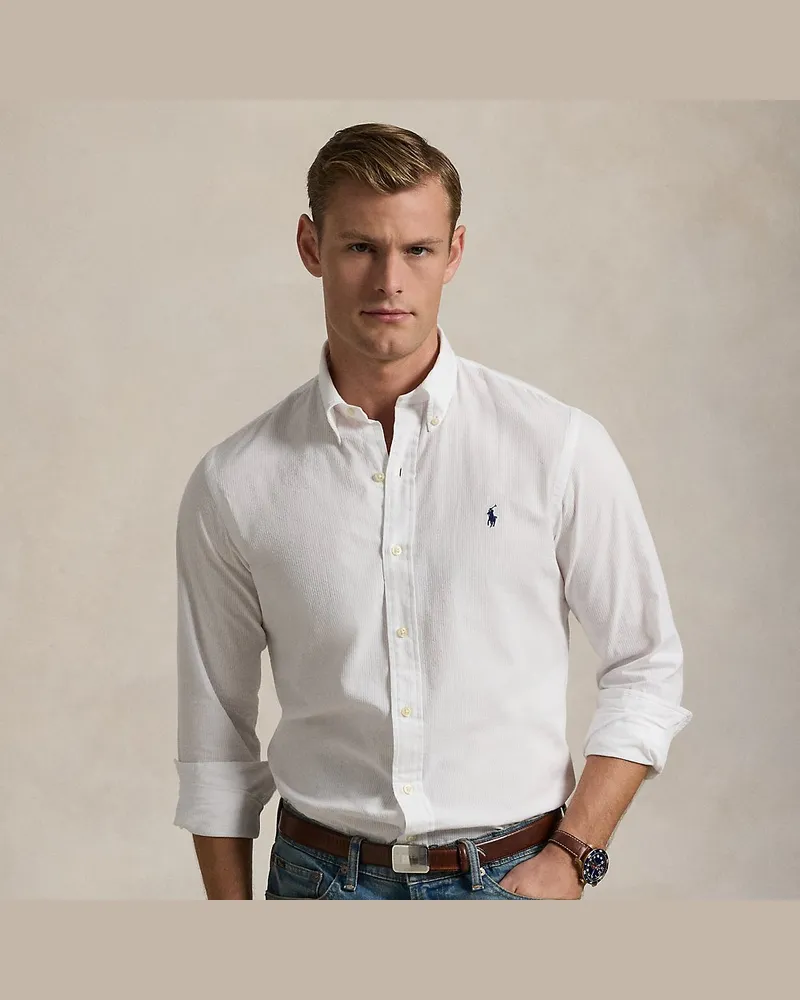 Ralph Lauren Custom-Fit Seersucker-Hemd White