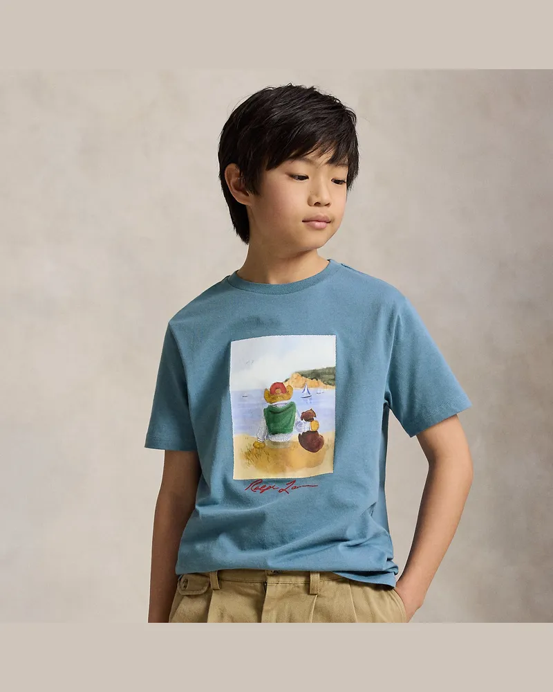 Ralph Lauren Baumwolljersey-T-Shirt mit Polo Bear Blue