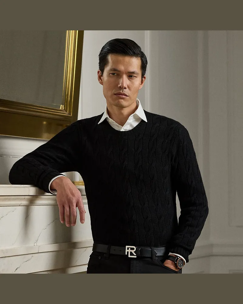 Ralph Lauren Kaschmirpullover mit Zopfmuster Black