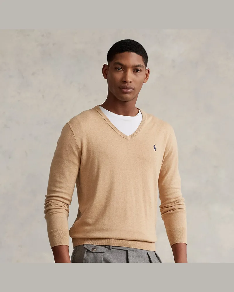 Ralph Lauren Slim-Fit Pullover mit V-Ausschnitt Tan