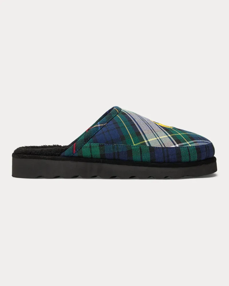 Ralph Lauren Scuff-Slipper Reade aus kariertem Twill Black