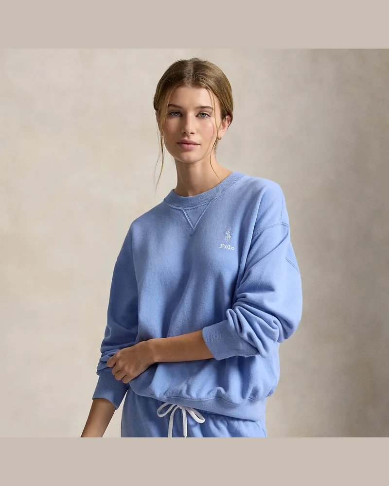 Ralph Lauren Fleece-Rundhalspullover mit Logo Blue