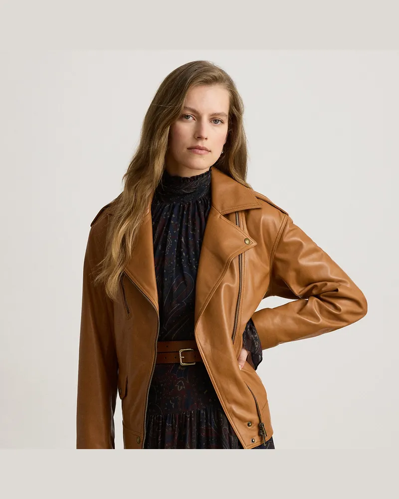 Ralph Lauren Bikerjacke aus Lammleder Brown