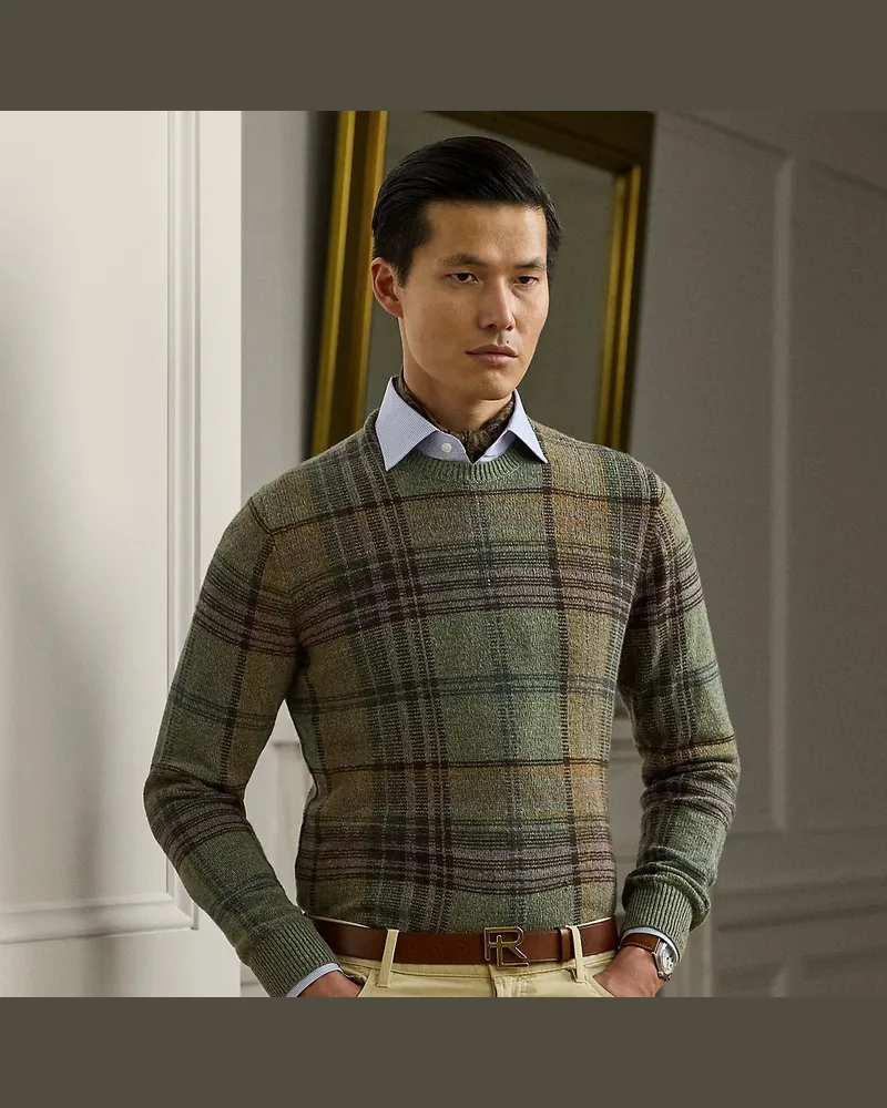 Ralph Lauren Karierter Kaschmir-Woll-Pullover Green
