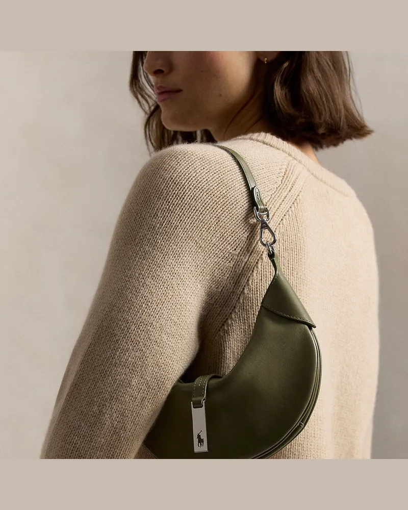 Ralph Lauren Mini-Kalbsleder-Schultertasche Polo ID Green
