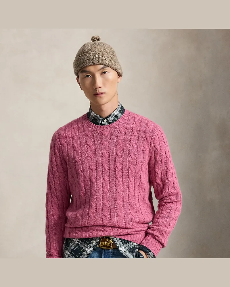 Ralph Lauren Kaschmirpullover mit Zopfmuster Pink