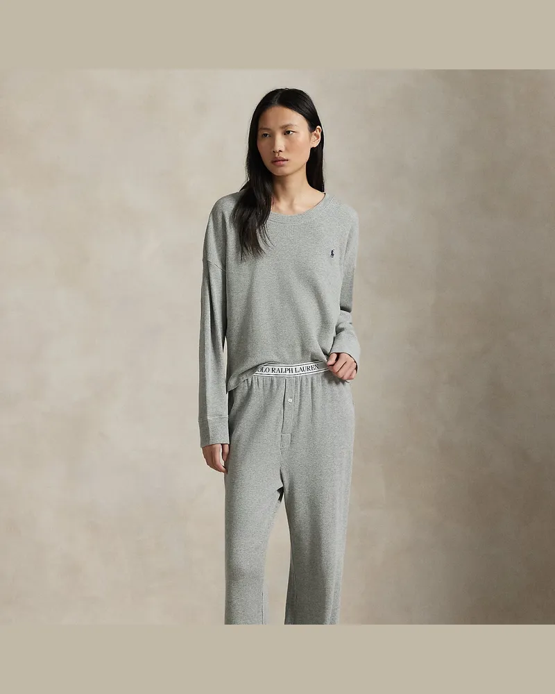 Ralph Lauren Langärmliger Frottee-Pyjama mit Streifen Grey
