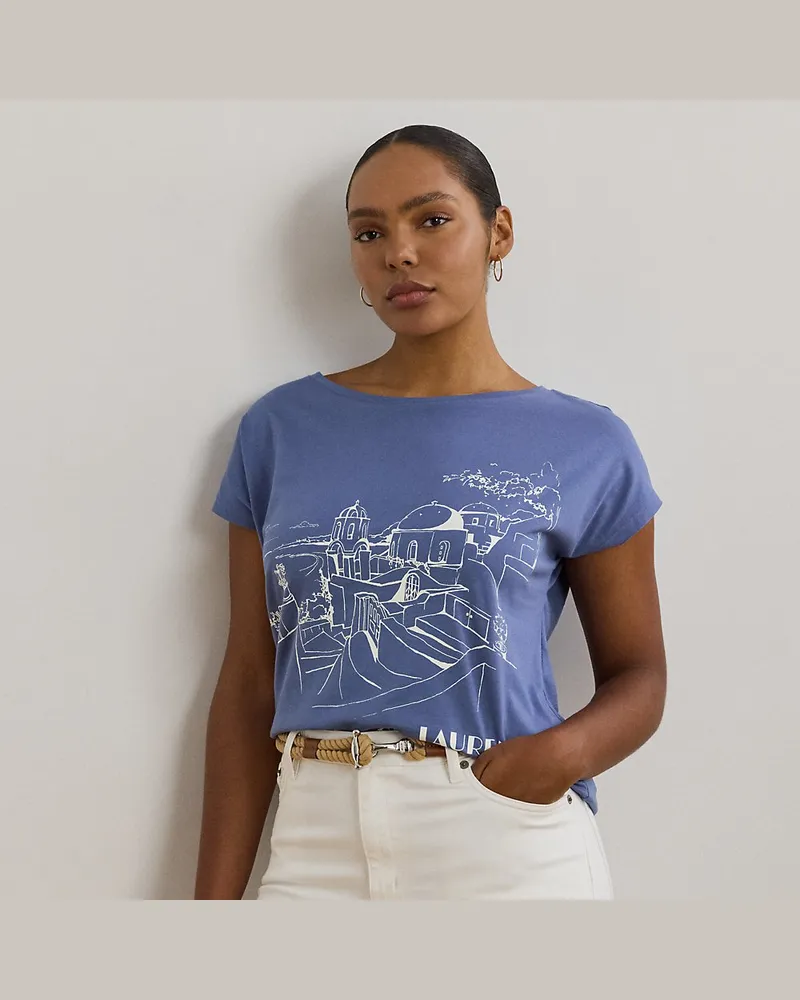 Ralph Lauren Plus Größen - Grafik-T-Shirt aus Jersey Blue
