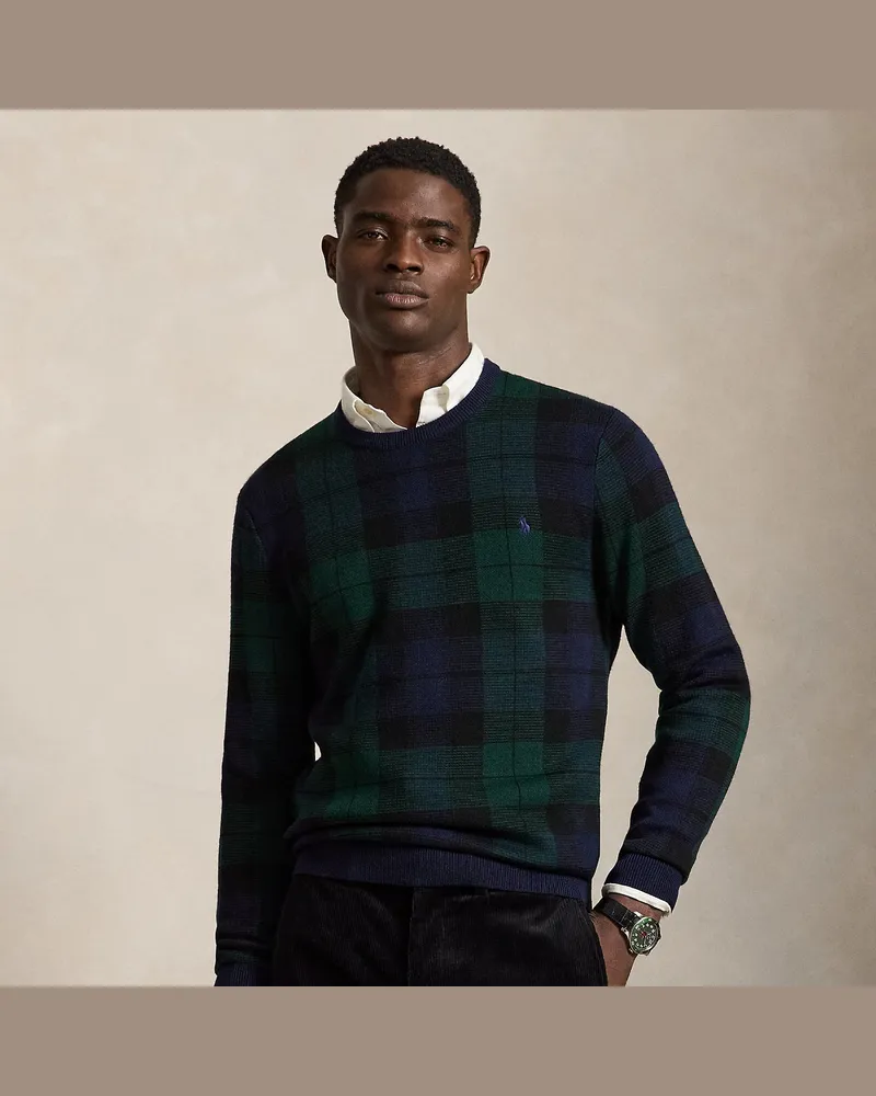 Ralph Lauren Waschbarer Karo-Wollpullover Green