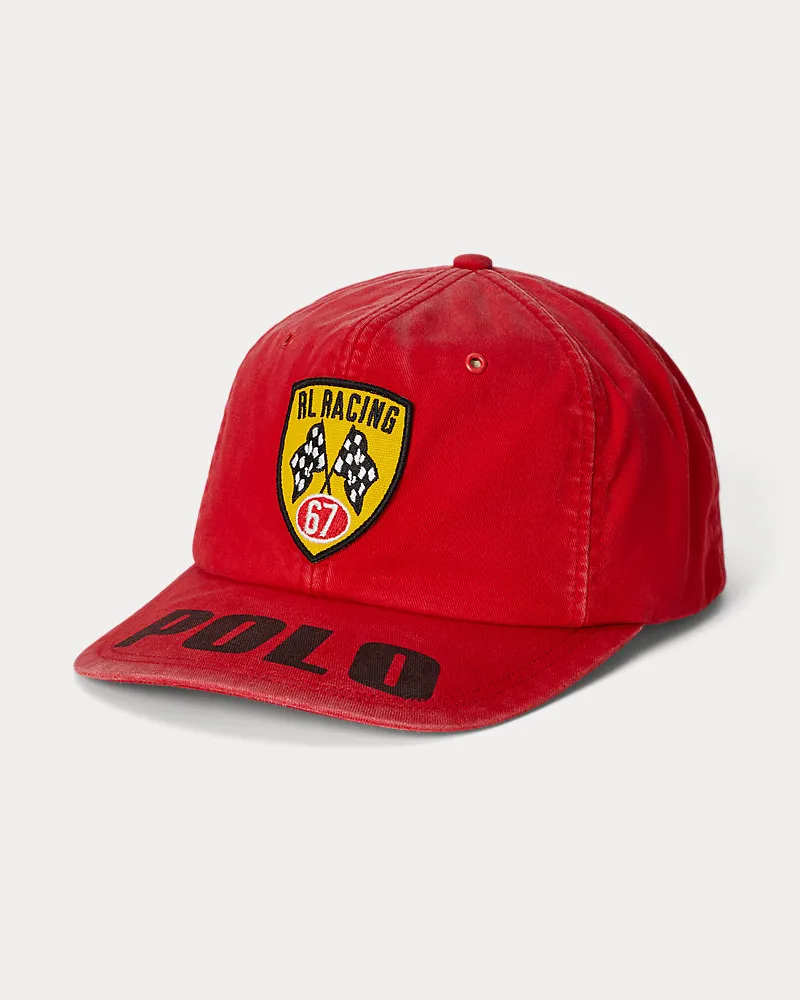 Ralph Lauren Baseballkappe mit Motorsportaufnäher Red