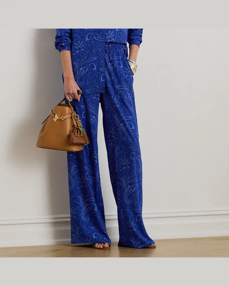 Ralph Lauren Paisley-Crêpehose mit weitem Bein Blue