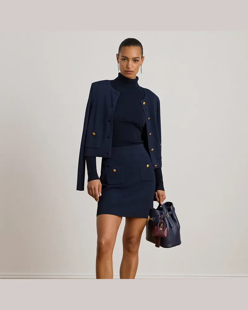 Ralph Lauren Bleistift-Minirock mit Knöpfen Blue