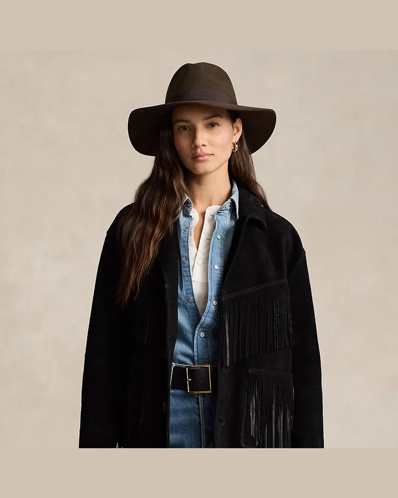 Ralph Lauren Western-Lederjacke mit Fransenbesatz Black