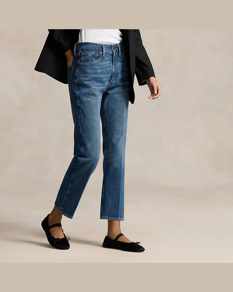 Ralph Lauren High-Rise Relaxed-Straight 3/4-Jeans Blue