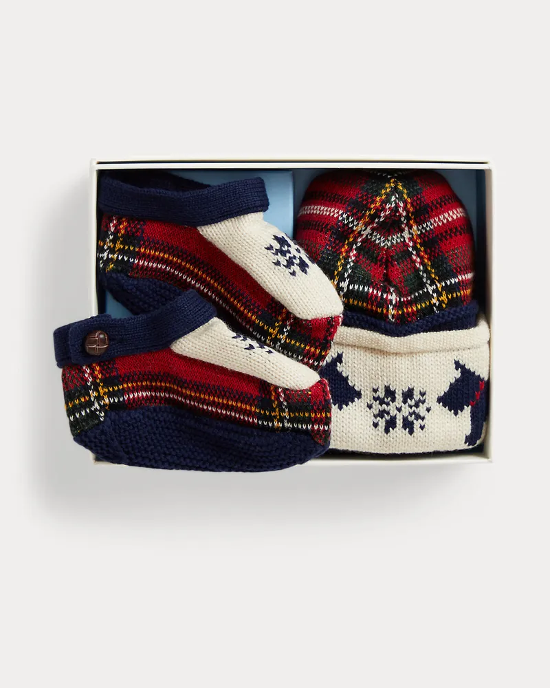 Ralph Lauren Mütze mit Ohrenklappen und Babyschuhe Multi