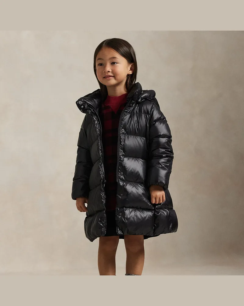 Ralph Lauren Lange Daunenjacke mit Kapuze Black