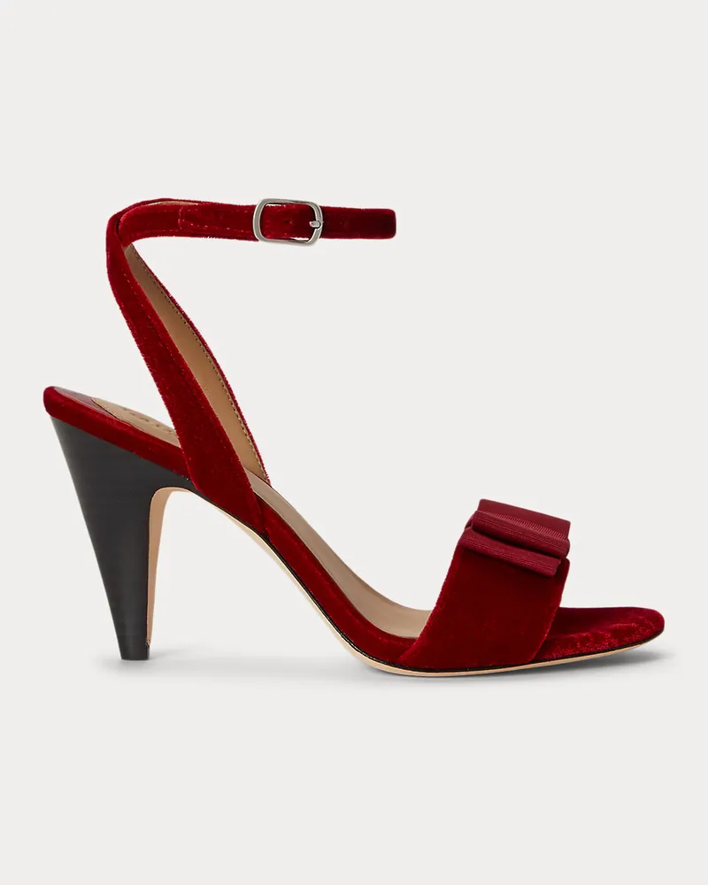 Ralph Lauren Samt-Sandale Gracy mit Schleife Red