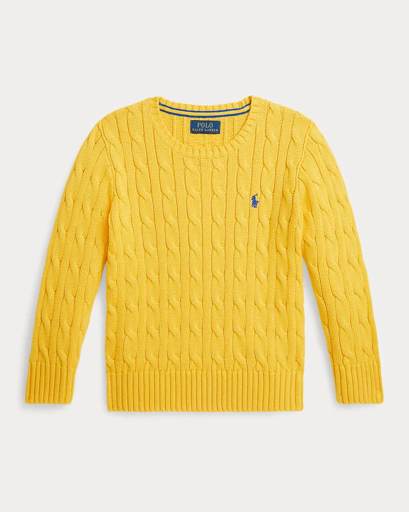 Ralph Lauren Baumwollpullover mit Zopfmuster Yellow