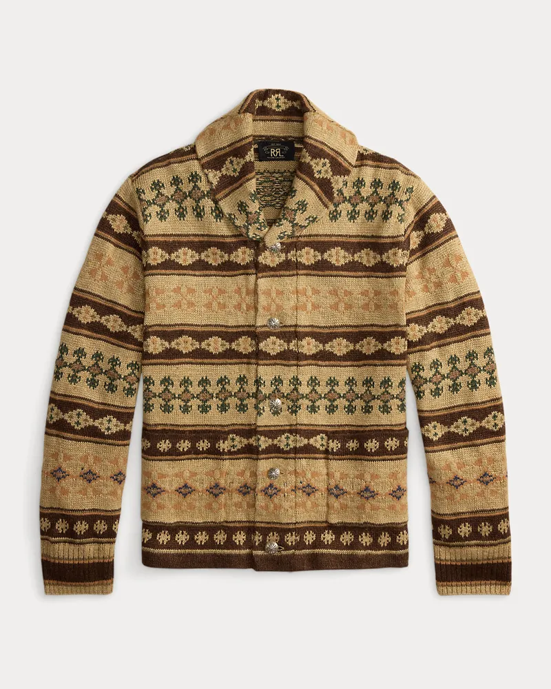 Ralph Lauren Jacquard-Strickjacke aus Leinenmischung Tan