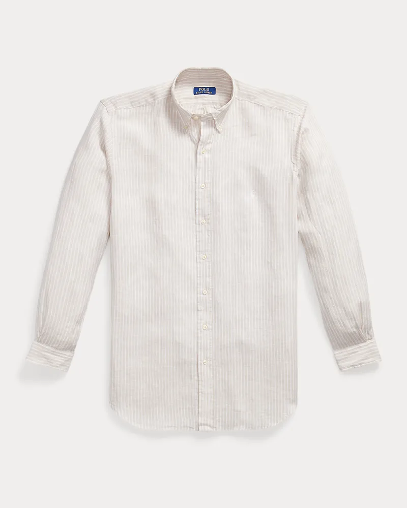 Ralph Lauren Große Größen - Gestreiftes Leinenhemd Tan