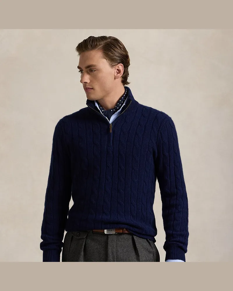 Ralph Lauren Kaschmirpullover mit Zopfmuster Blue