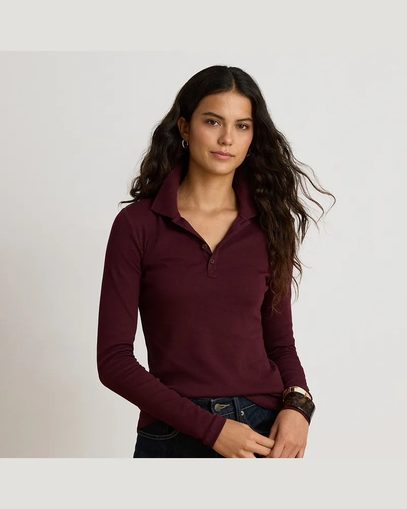 Ralph Lauren Langärmliges Poloshirt in Rippenstrick Red