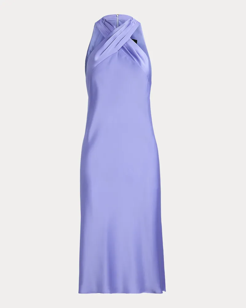 Ralph Lauren Neckholder-Kleid aus Satin-Charmeuse Blue