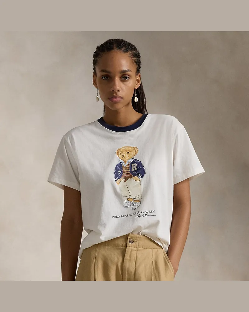 Ralph Lauren Baumwolljersey-T-Shirt mit Polo Bear White