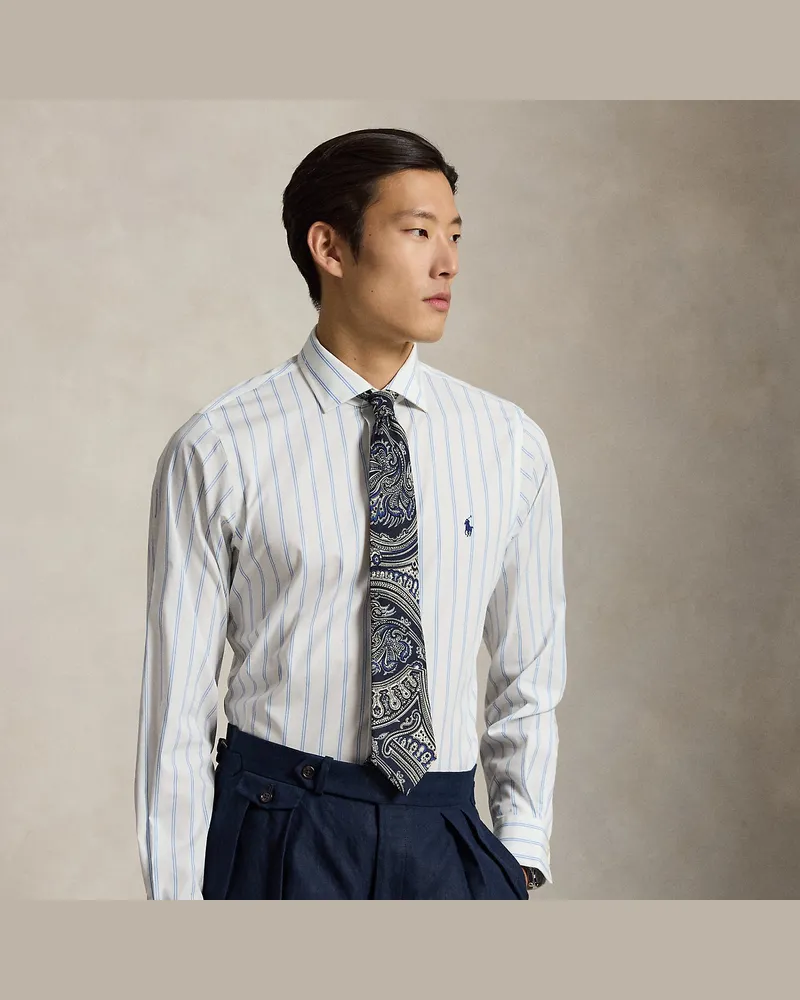 Ralph Lauren Custom-Fit Popelinehemd mit Streifen White