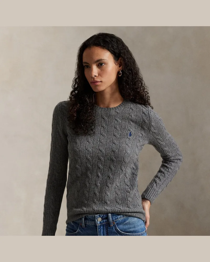 Ralph Lauren Woll-Kaschmir-Pullover mit Zopfmuster Grey