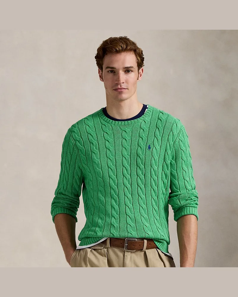 Ralph Lauren Baumwollpullover mit Zopfmuster Green