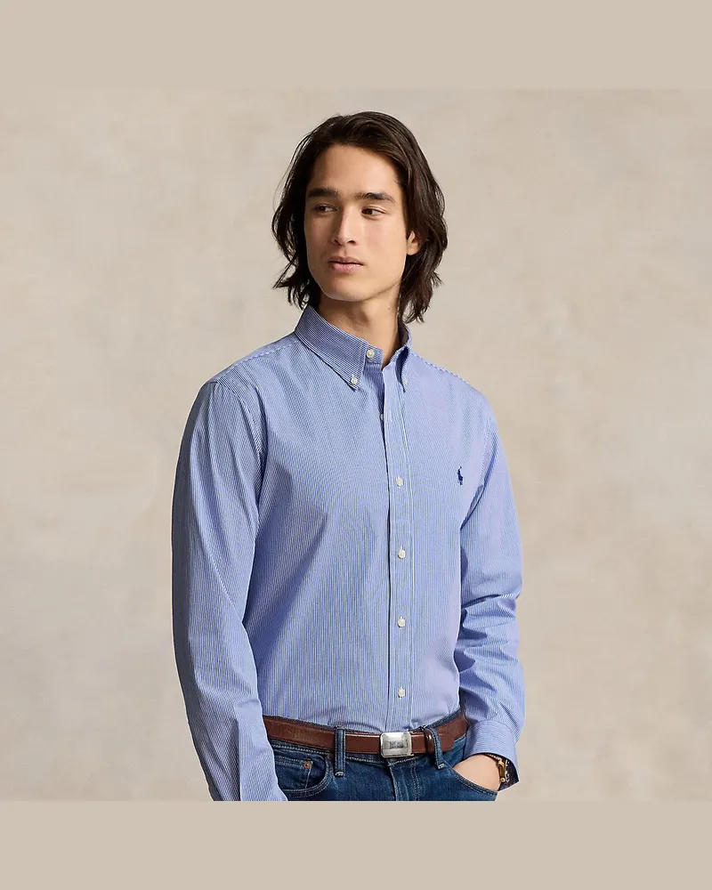 Ralph Lauren Custom-Fit Hemd aus Stretchpopeline Blue