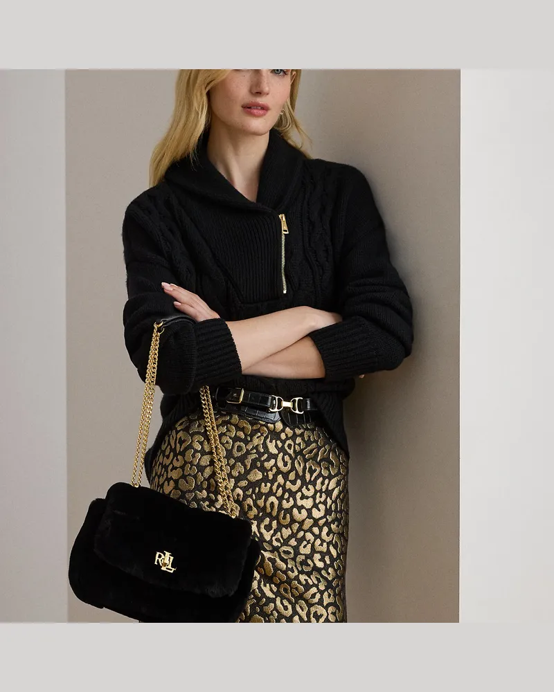 Ralph Lauren Mittelgroße Tasche Sophee aus Lammfell Black