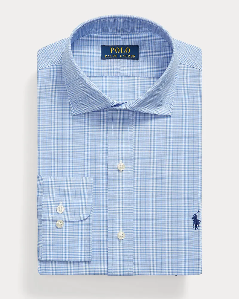 Ralph Lauren Custom-Fit Glencheck-Popelinehemd Blue