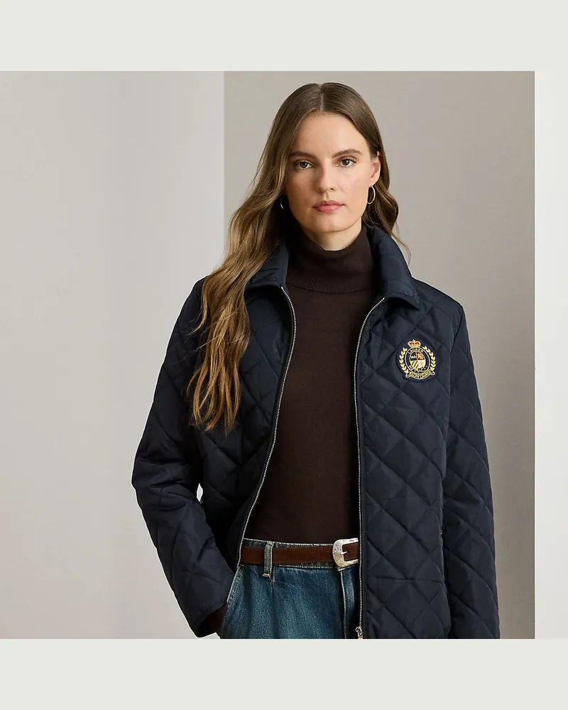 Ralph Lauren Kurzgrößen - Steppjacke mit Wappenaufnäher Blue