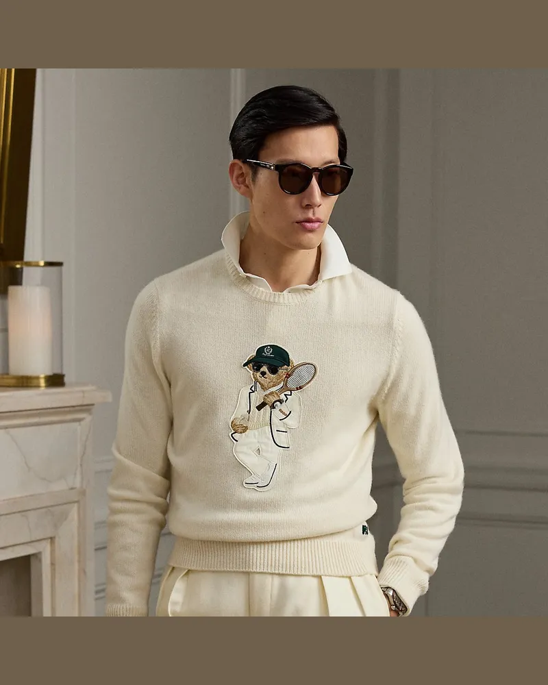 Ralph Lauren Kaschmirpullover mit Polo Bear Cream