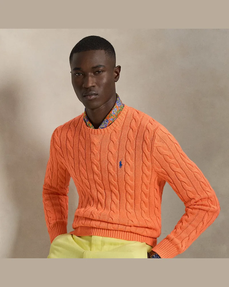 Ralph Lauren Baumwollpullover mit Zopfmuster Orange
