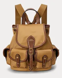 Ralph Lauren Twill-Rucksack Bellport mit Lederbesatz Tan