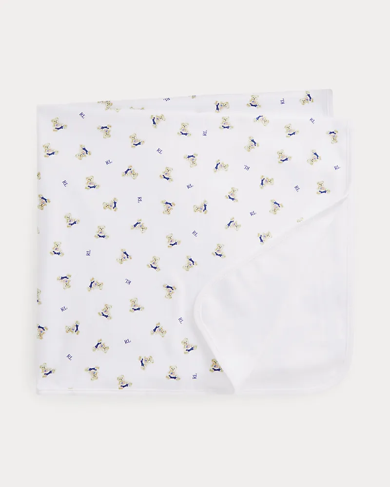 Ralph Lauren Baumwolldecke mit Polo Bear Blue