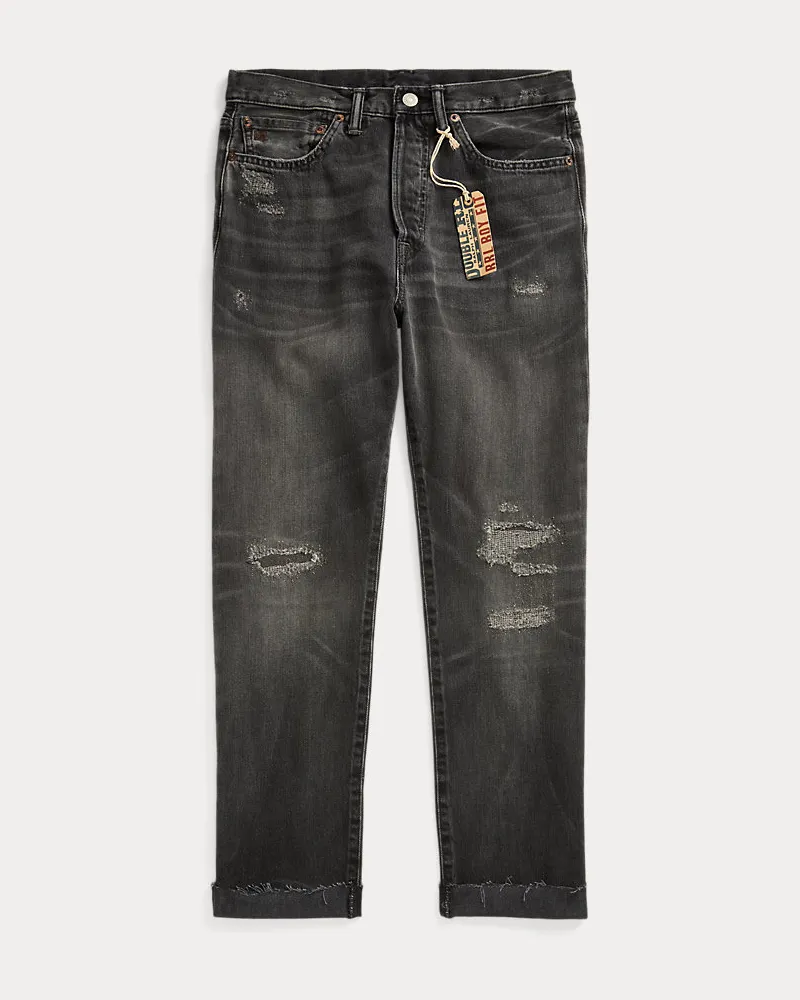 Ralph Lauren Schwarze Boy-Fit Jeans in Used-Optik Black