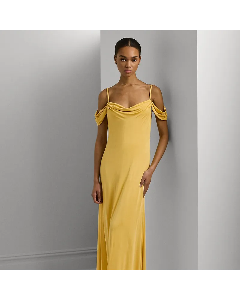 Ralph Lauren Schulterfreies Abendkleid aus Jersey Yellow