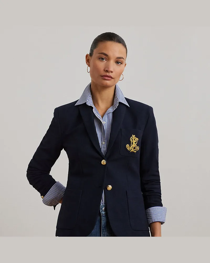 Ralph Lauren Jacquardblazer mit Bouillonstickerei Blue
