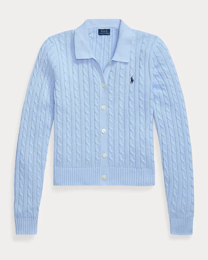 Ralph Lauren Polo-Baumwollstrickjacke mit Zopfmuster Green