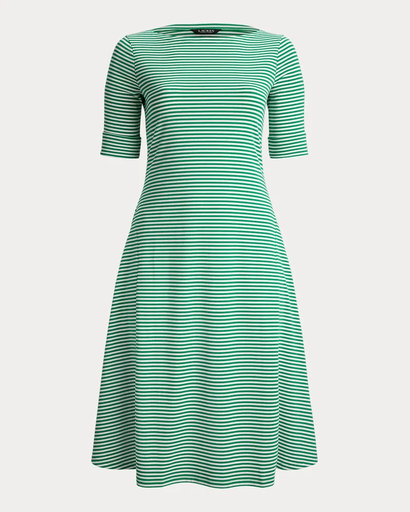 Ralph Lauren Plus Größen - Geripptes Midikleid mit Streifen Green